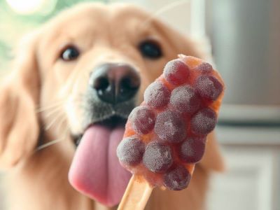 dog licking a popsicle